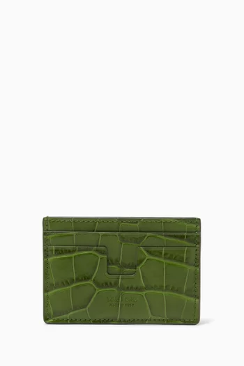 Card Holder in Croc-effect Leather