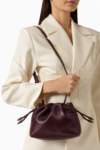 Alexandra Petite Drawstring Bag in Leather