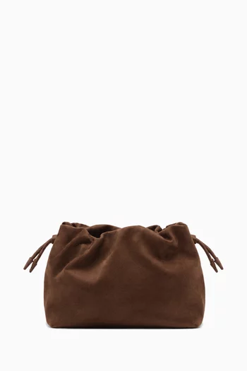 Alexandra Petite Drawstring Clutch in Suede