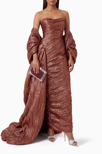 Strapless Jacquard Gown
