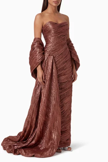 Strapless Jacquard Gown