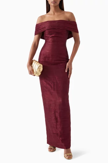 Off-shoulder Gathered Gown