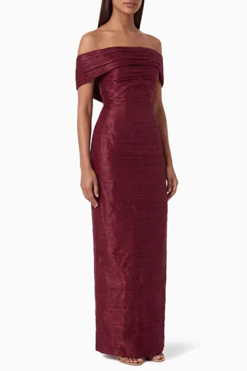 Off-shoulder Gathered Gown