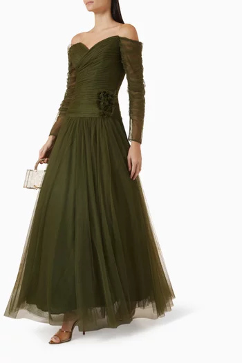 Off-shoulder Dress in Tulle
