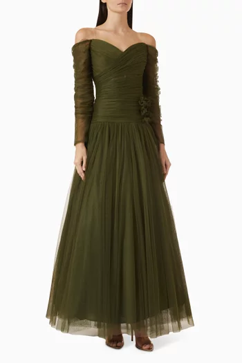Off-shoulder Dress in Tulle
