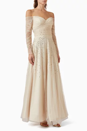 Embellished Off-shoulder Gown