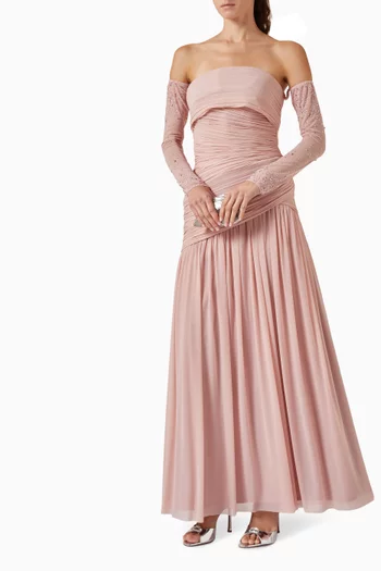 Embellished Ruched Dress