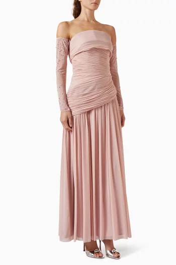 Embellished Ruched Dress