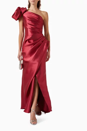 One-shoulder Drape Gown