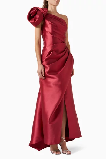 One-shoulder Drape Gown