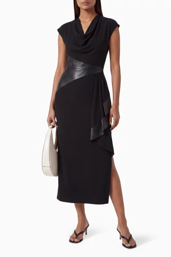Belted Ruffled Midi Dress