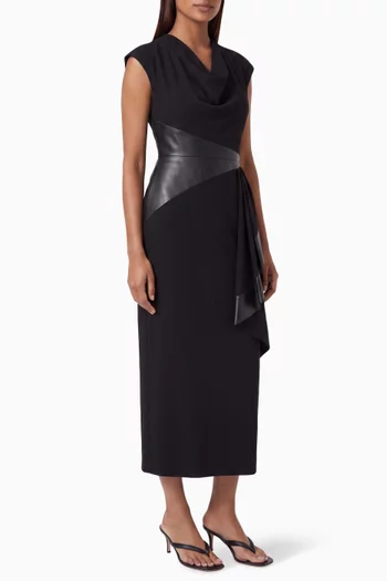 Belted Ruffled Midi Dress