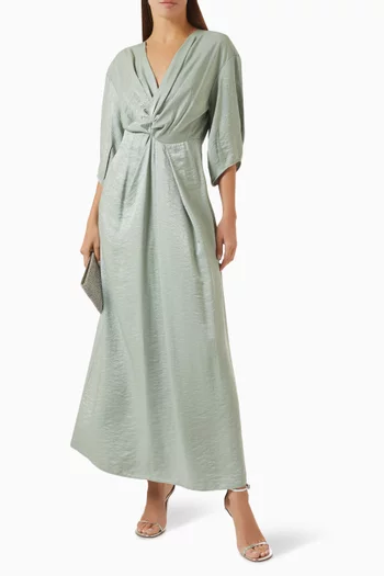 Gathered V-neck Dress