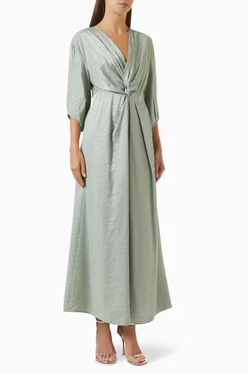 Gathered V-neck Dress