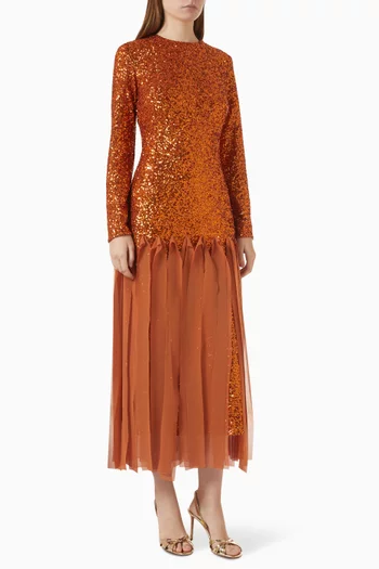 Sequin-embellished Maxi Dress