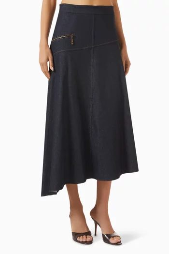 Zip-detail Flared Skirt