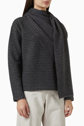 Houndstooth Draped-shawl Sweater in  Wool Blend