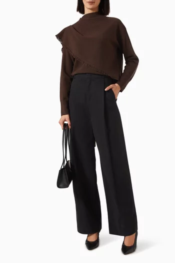 Camille Mid-waist Wide-leg Pants in Cotton