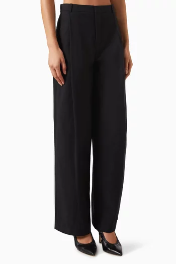 Camille Mid-waist Wide-leg Pants in Cotton