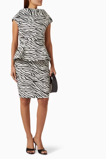 Zebra-print High Waist Pencil Midi Skirt