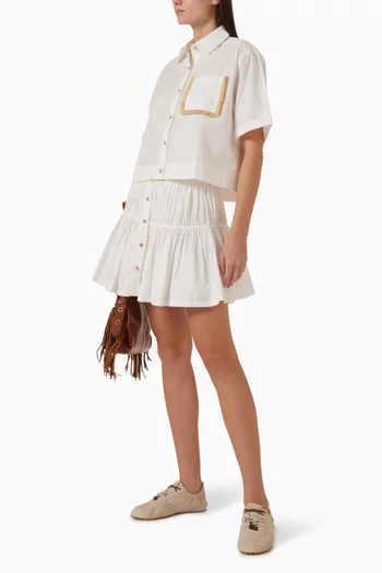 Raffia-trim Shirt in Cotton