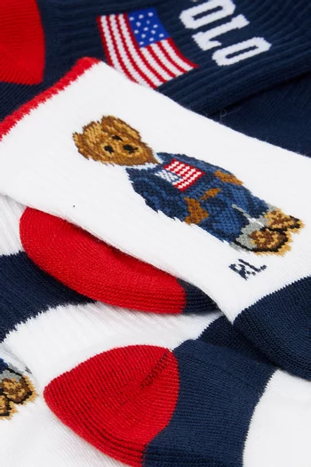 Polo Bear Crew Socks, Set of 3