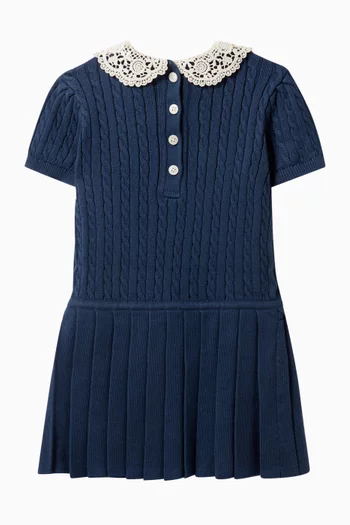Lace Collar Dress in Mini Cable Knit