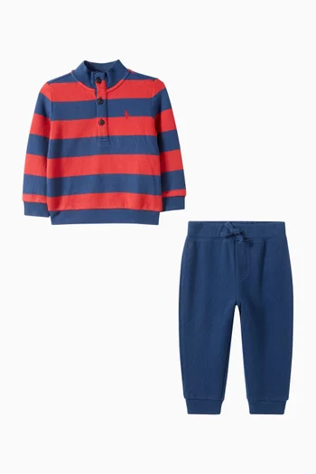 Striped Estate-Rib Sweater & Sweatpants Set