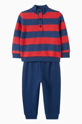 Striped Estate-Rib Sweater & Sweatpants Set