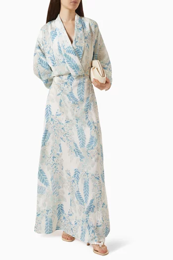 Velour Leaf-print Maxi Dress