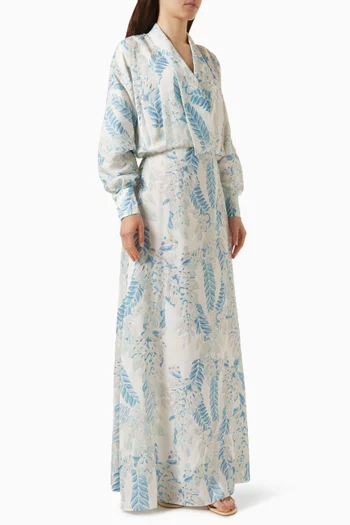 Velour Leaf-print Maxi Dress