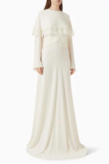 Lena Lace-trim Cape Dress