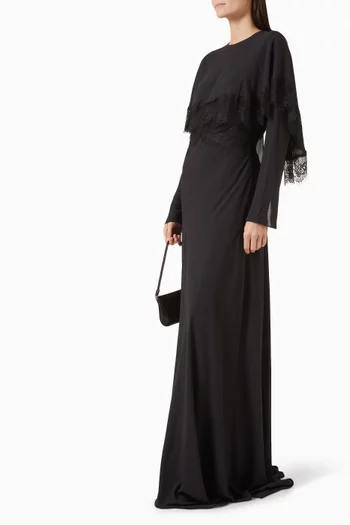 Lena Lace-trim Cape Dress