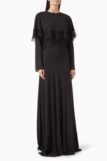 Lena Lace-trim Cape Dress