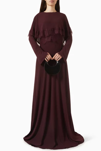 Lena Lace-trim Cape Dress