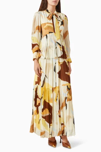 Abstract-print Dress in Chiffon