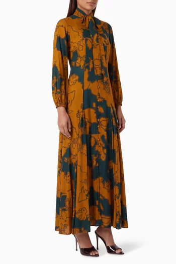 Floral Shirt Dress in Cotton-silk