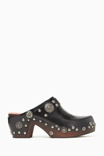 Talis Mule Clogs in Shiny Leather