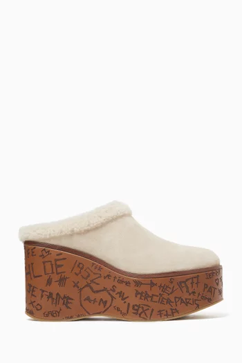 Maxime Platform Mules in Suede Calfskin