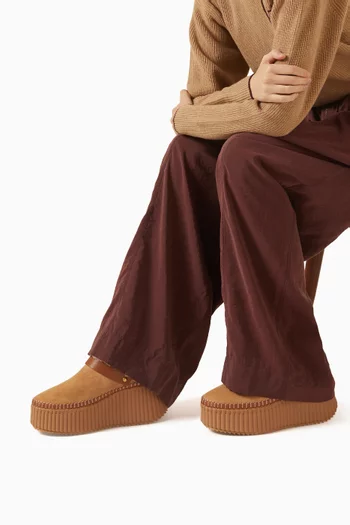 Nama Platform Mules in Suede Calfskin