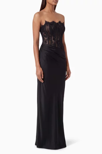 Winslow Lace Corset Dress in Satin