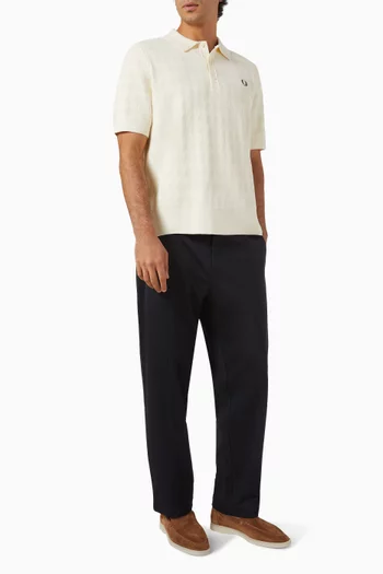 Pointelle-knit Polo Shirt in Cotton