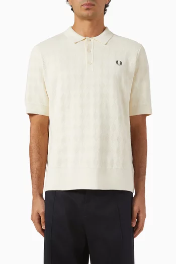 Pointelle-knit Polo Shirt in Cotton