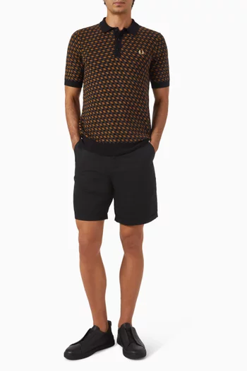 Geometric Knit Polo Shirt in Cotton Blend