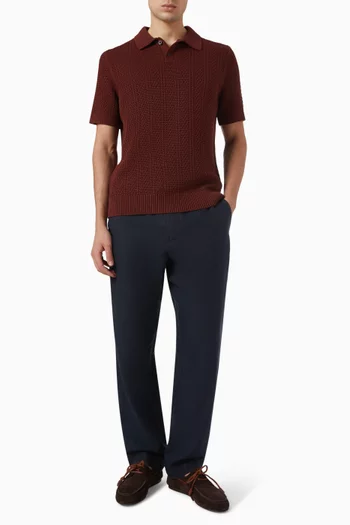 Seed-stitch Rib Polo Sweater in Cotton