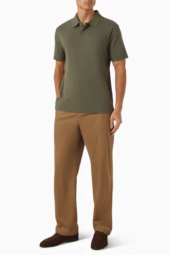 Mesh-knit Snap Polo Shirt in Cotton-blend