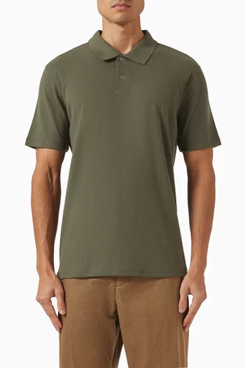 Mesh-knit Snap Polo Shirt in Cotton-blend