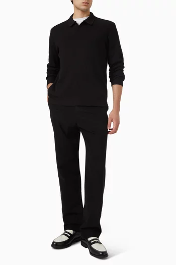 Macro-rib Johnny-collar Shirt in Cotton