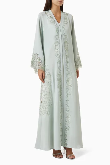 Floral Dori Embroidered Abaya in Nida