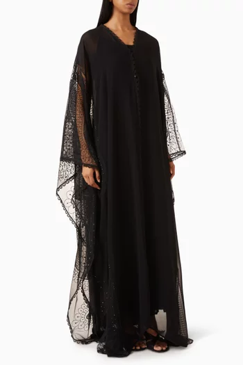Floral Crystal Embellished Wedding Abaya
